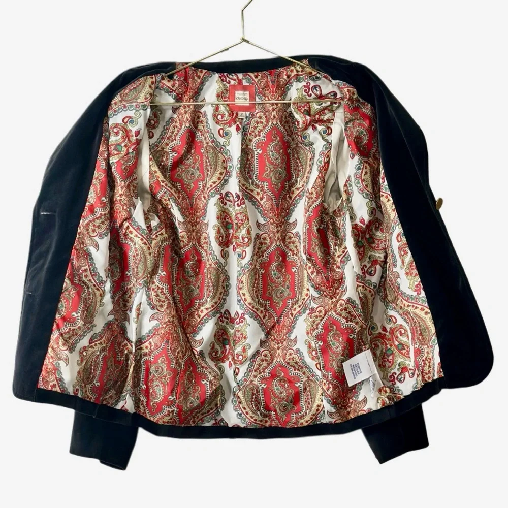 Vintage Old Navy Black Velvet Gold‎ Buttons Single Breasted Blazer Black Sz L